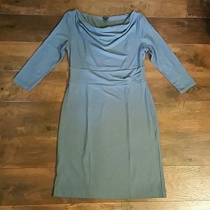 NWT Ann Taylor | Blue-Grey Draped Neck Dress